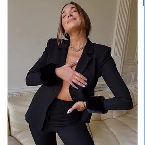 Faux-Fur-Trim Blazer, Created for Macy's size XS with tags